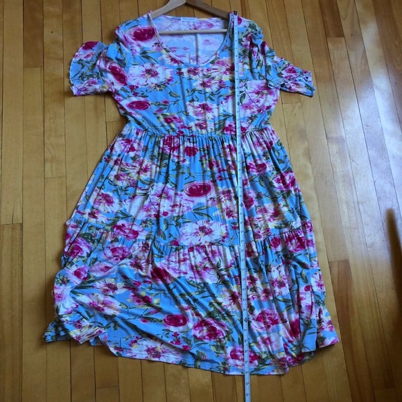 SMALLSHOW Maternity Dress Womens Size XL Blue Floral Flared Sleeve Flowy Casual - Picture 7 of 9